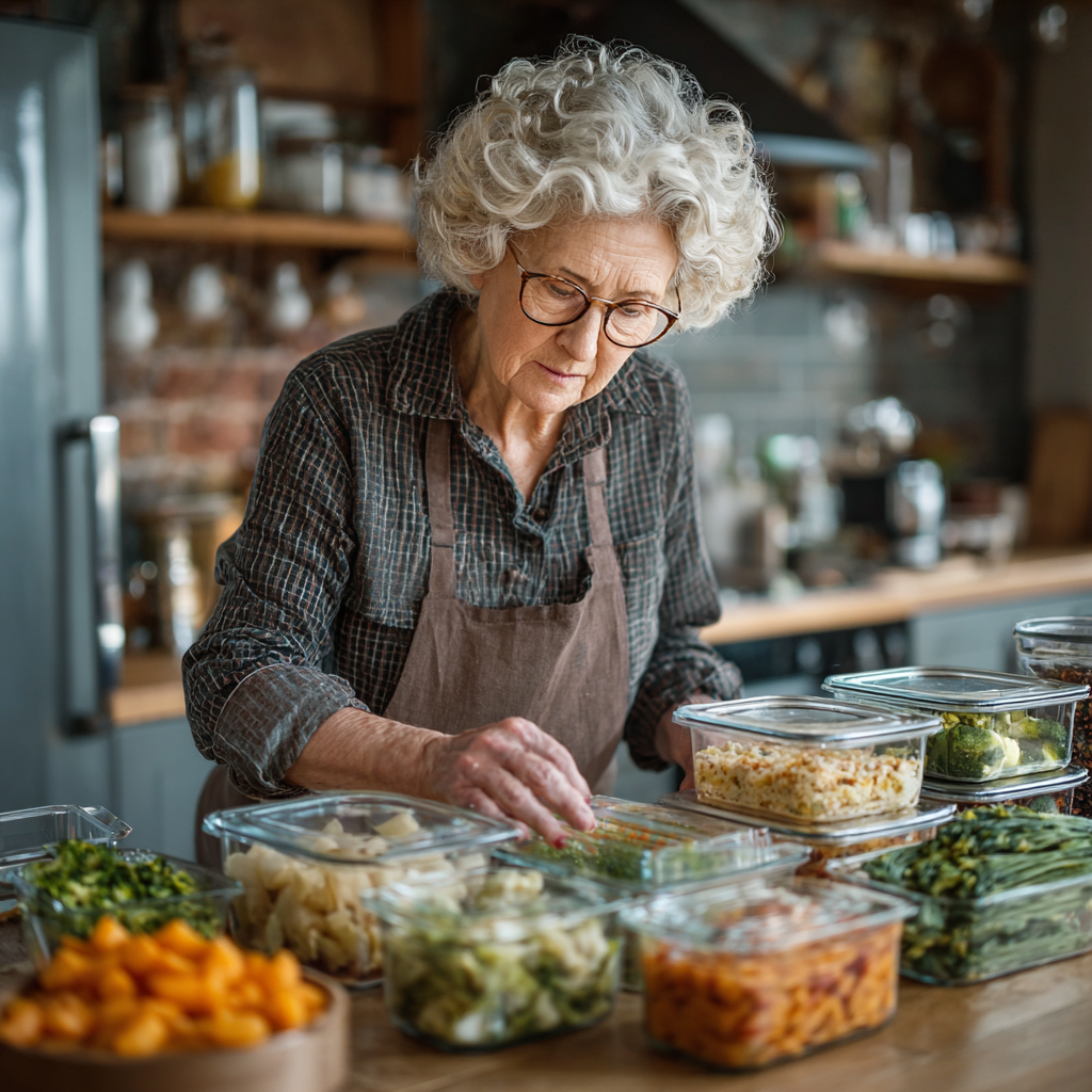 Щаслива пара середнього віку готує здорову їжу разом на кухні